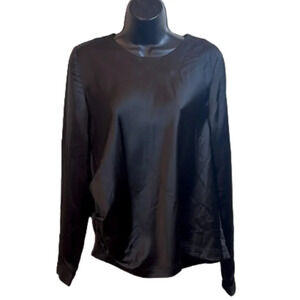 Universal Standard Black Satin Lucina Side Gathered tie top 2XS